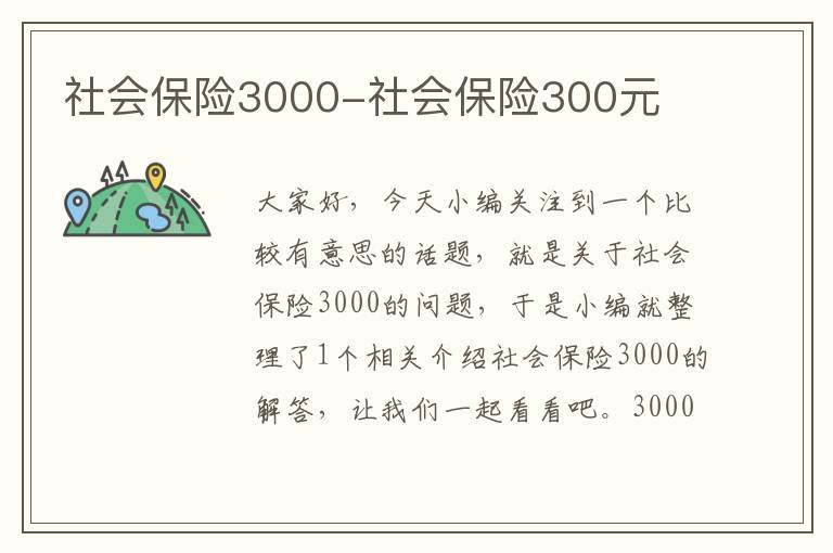 社会保险3000-社会保险300元